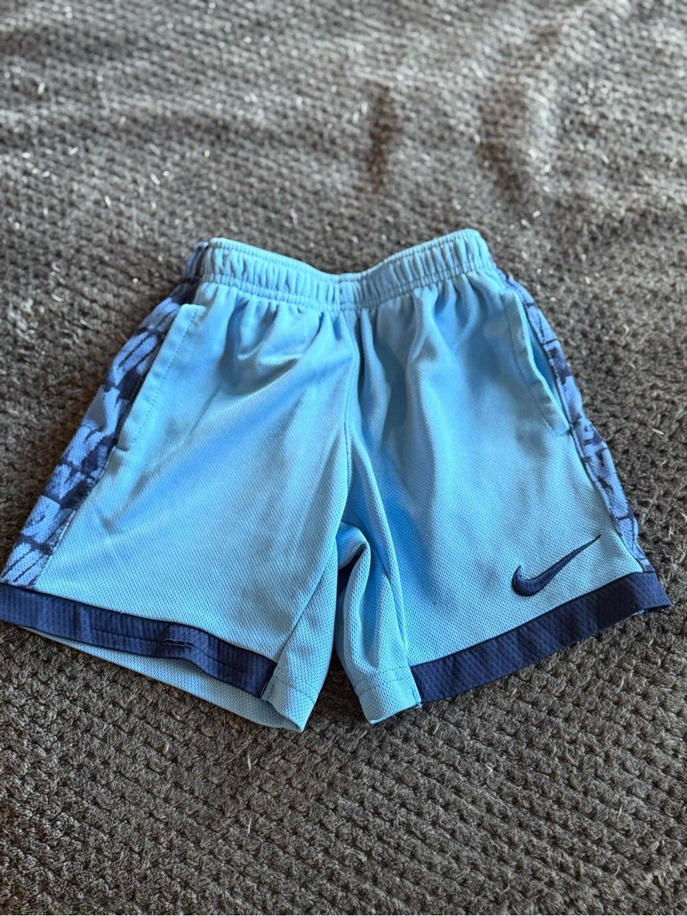 Nike Kids Sky Blue Athletic Shorts with Navy Accents